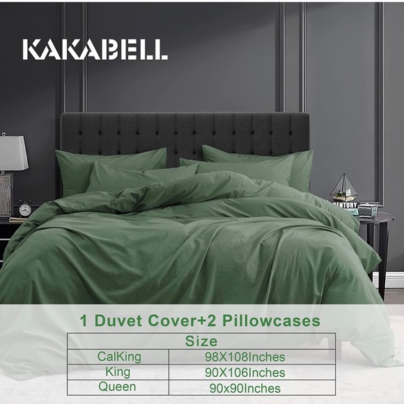 1200TC LUXURY 100% Washed Cotton Linen Duvet Covers 3 Piece Set KAKABELL - Picture 7 of 7